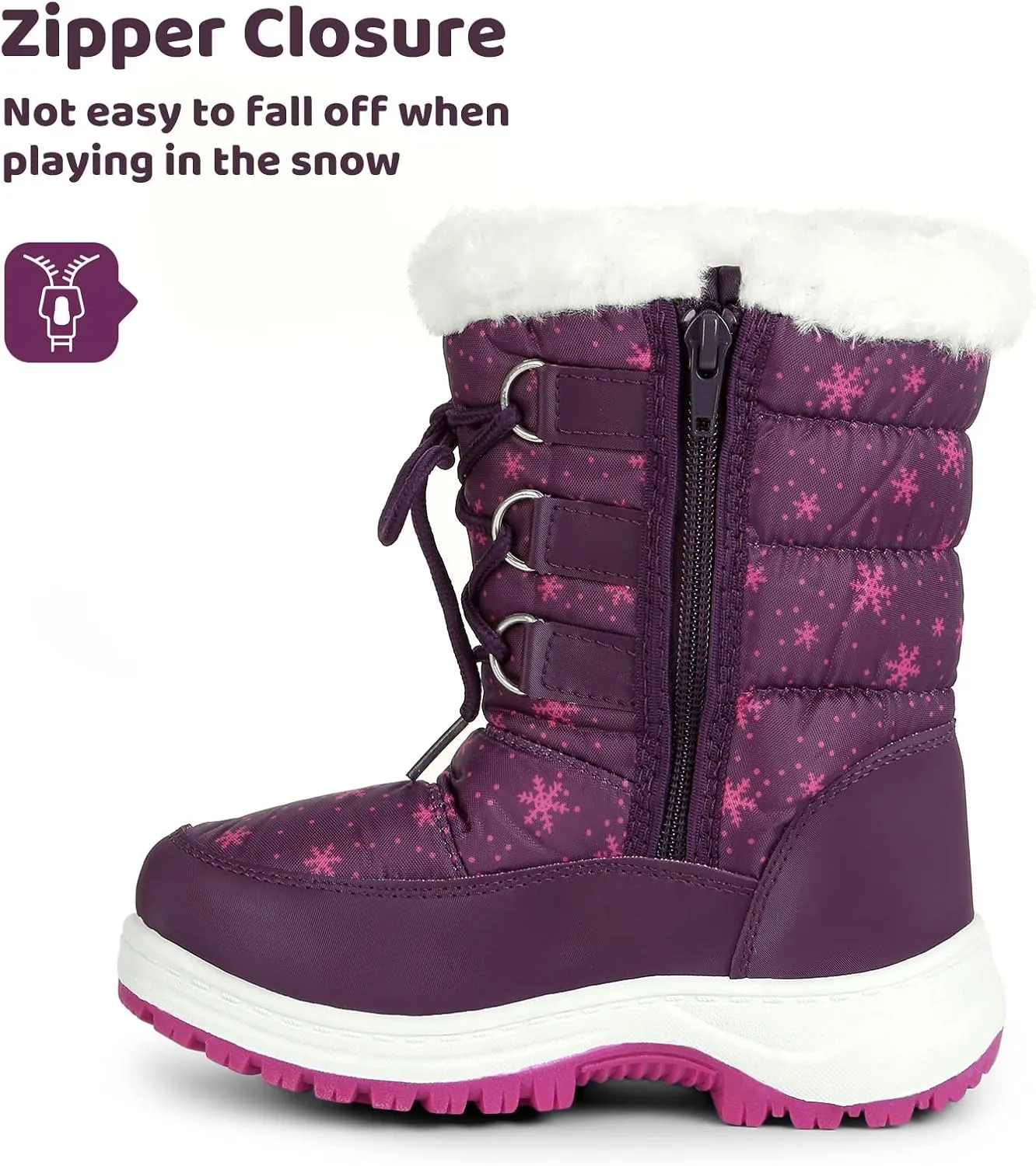 Apakowa Kids Girls Insulated Fur Winter Warm Snow Boots (Toddler/Little Kid)