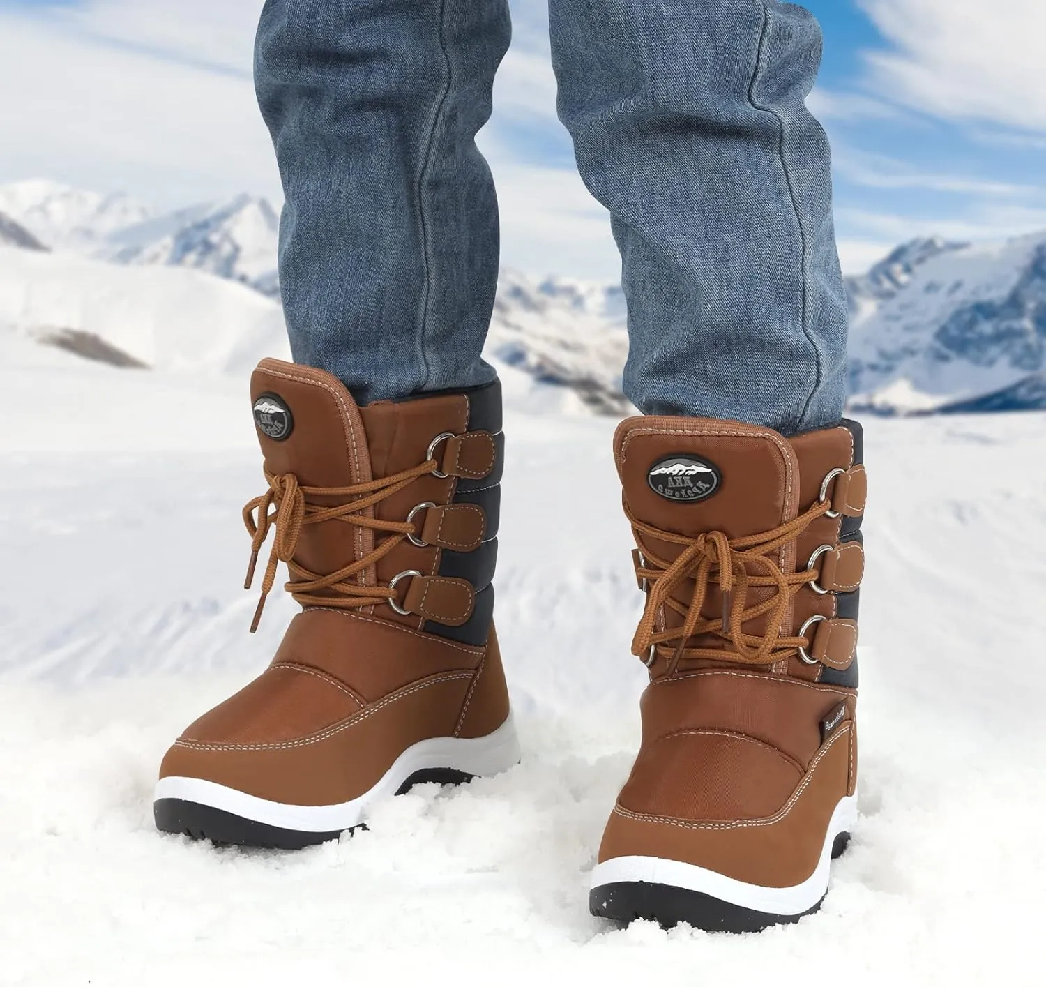 Apakowa Kids Girls Insulated Fur Winter Warm Snow Boots (Toddler/Little Kid)