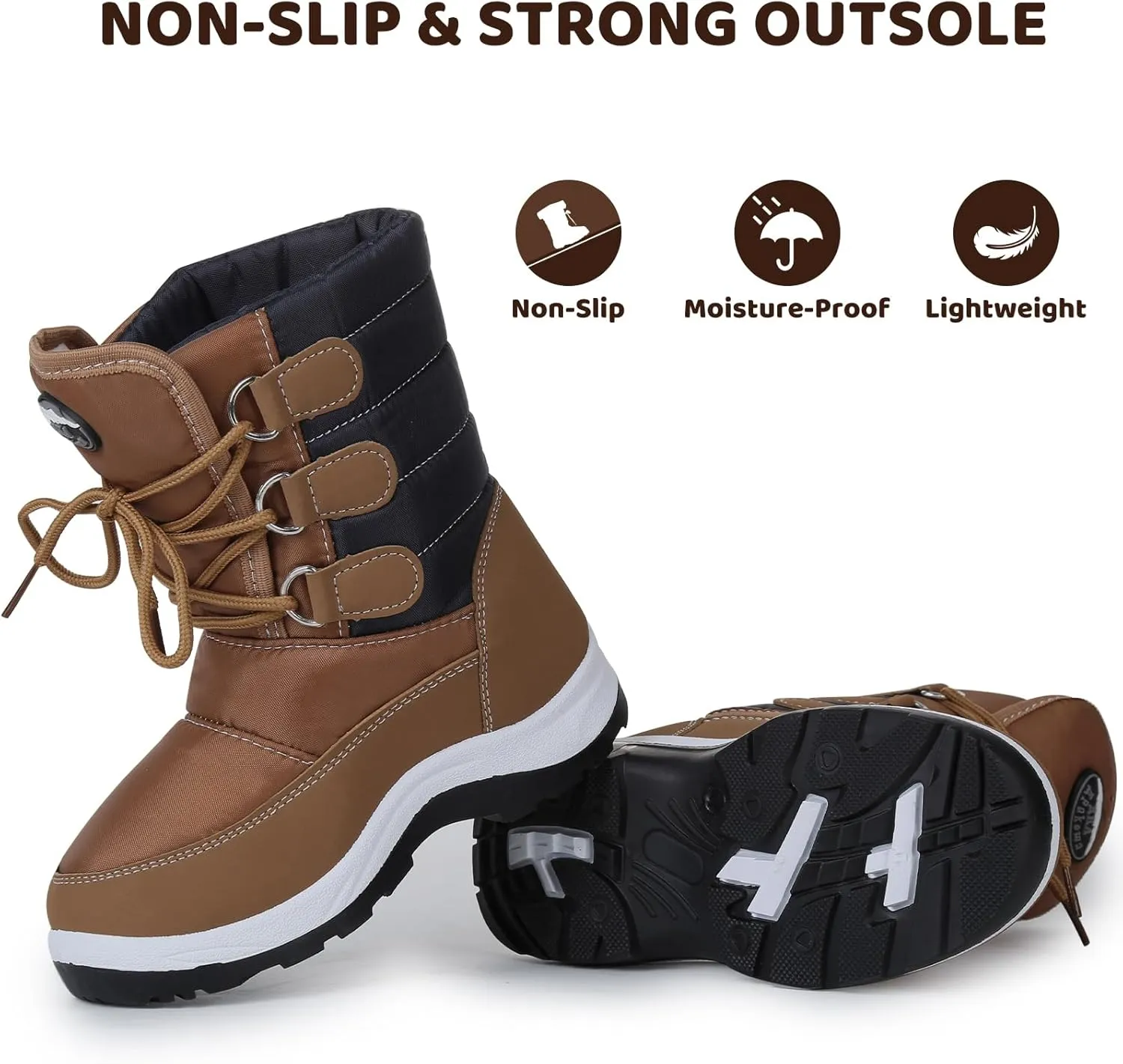 Apakowa Kids Girls Insulated Fur Winter Warm Snow Boots (Toddler/Little Kid)