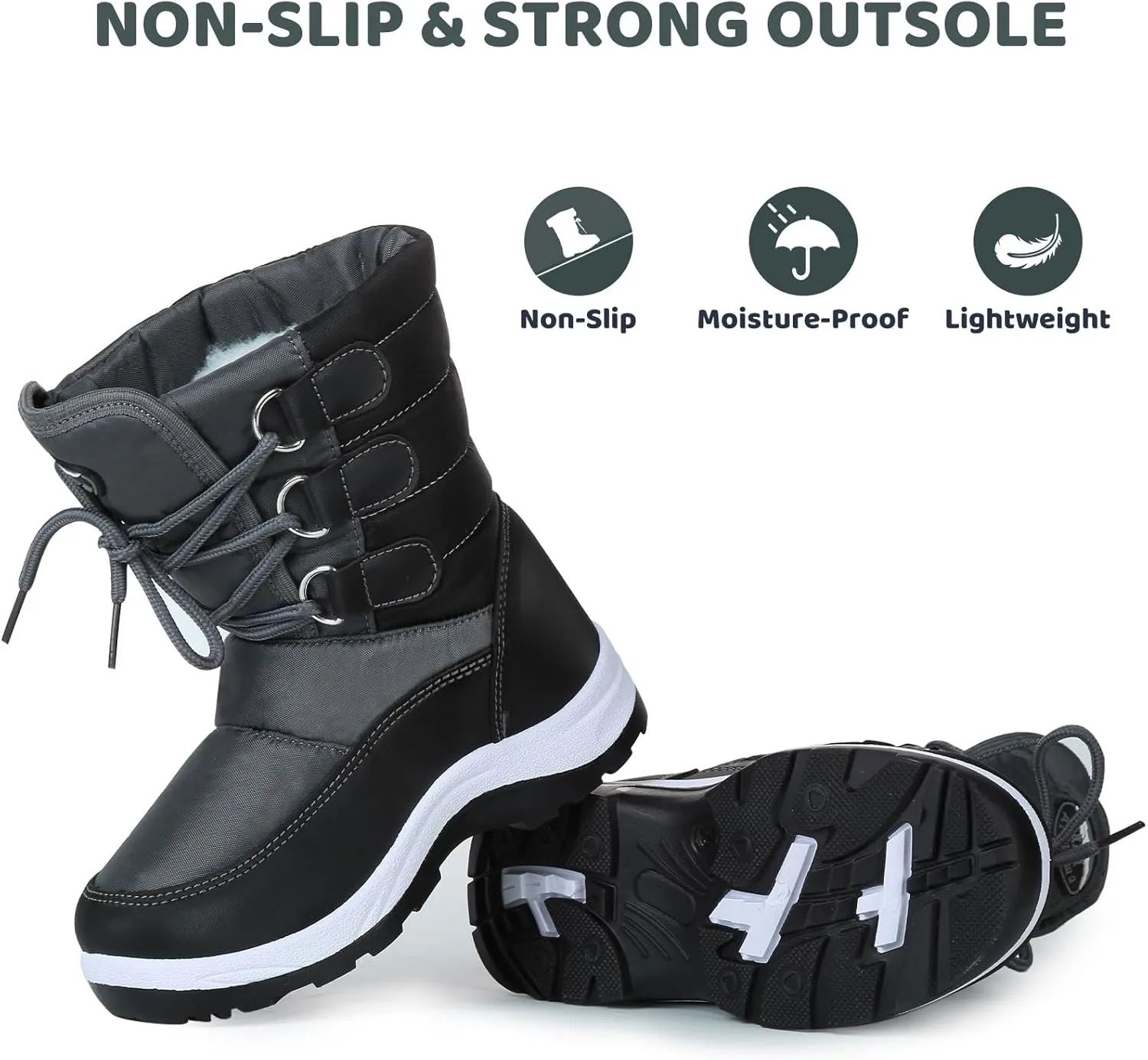 Apakowa Kids Girls Insulated Fur Winter Warm Snow Boots (Toddler/Little Kid)