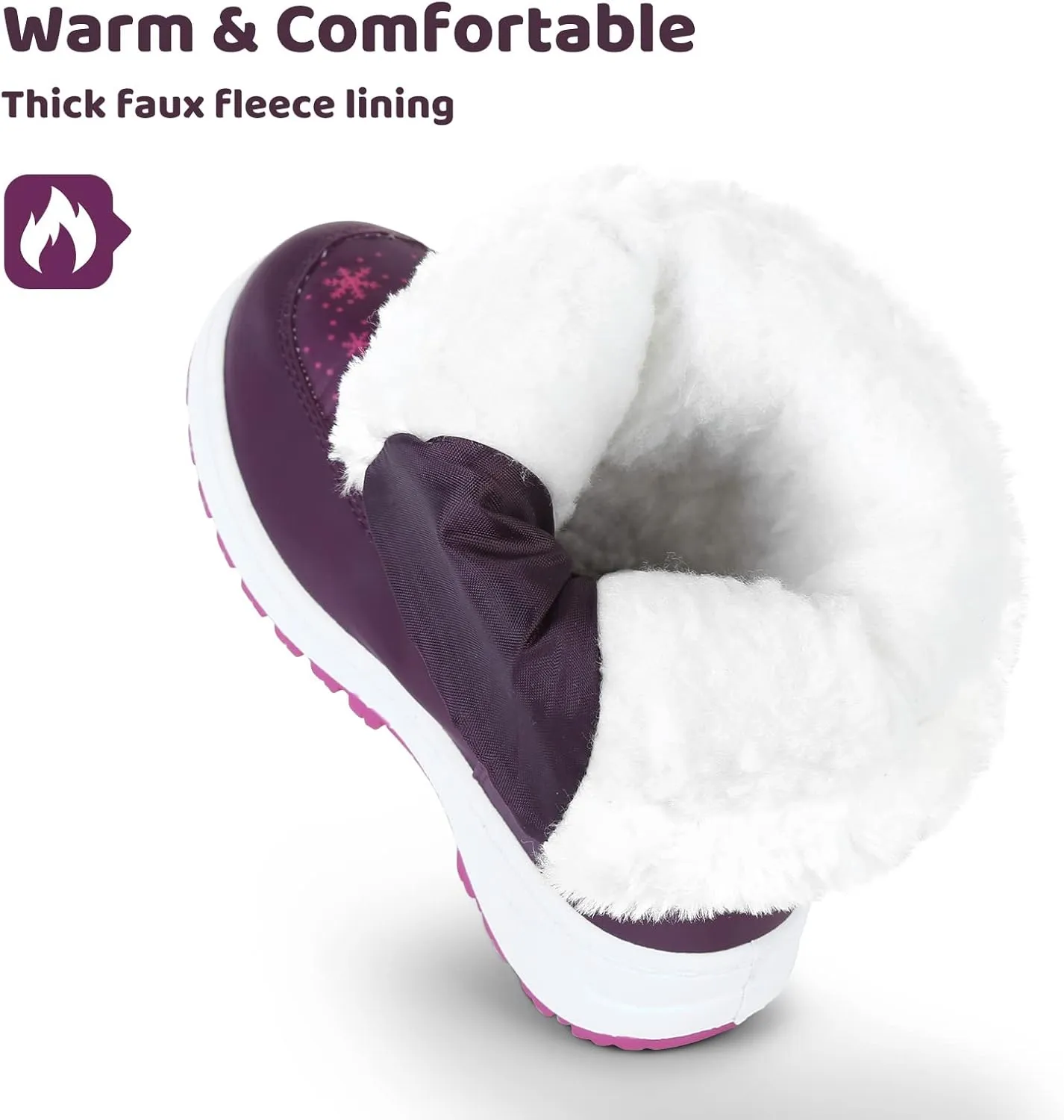 Apakowa Kids Girls Insulated Fur Winter Warm Snow Boots (Toddler/Little Kid)