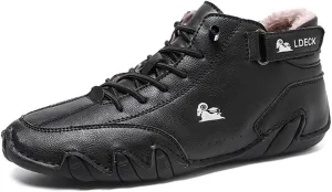 Asifn Men Outdoor Work Snow Boots Cold Weather Casual Shoes Leather Lace up Boat Plush Rubber Sports