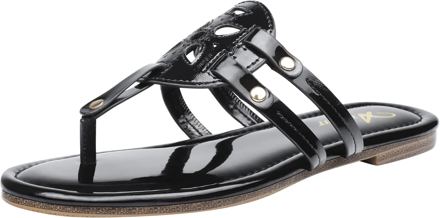Athlefit Womens Flat Sandals Flip Flops Casual Slip on Comfortable Thong Beach Sandal for Women Dressy