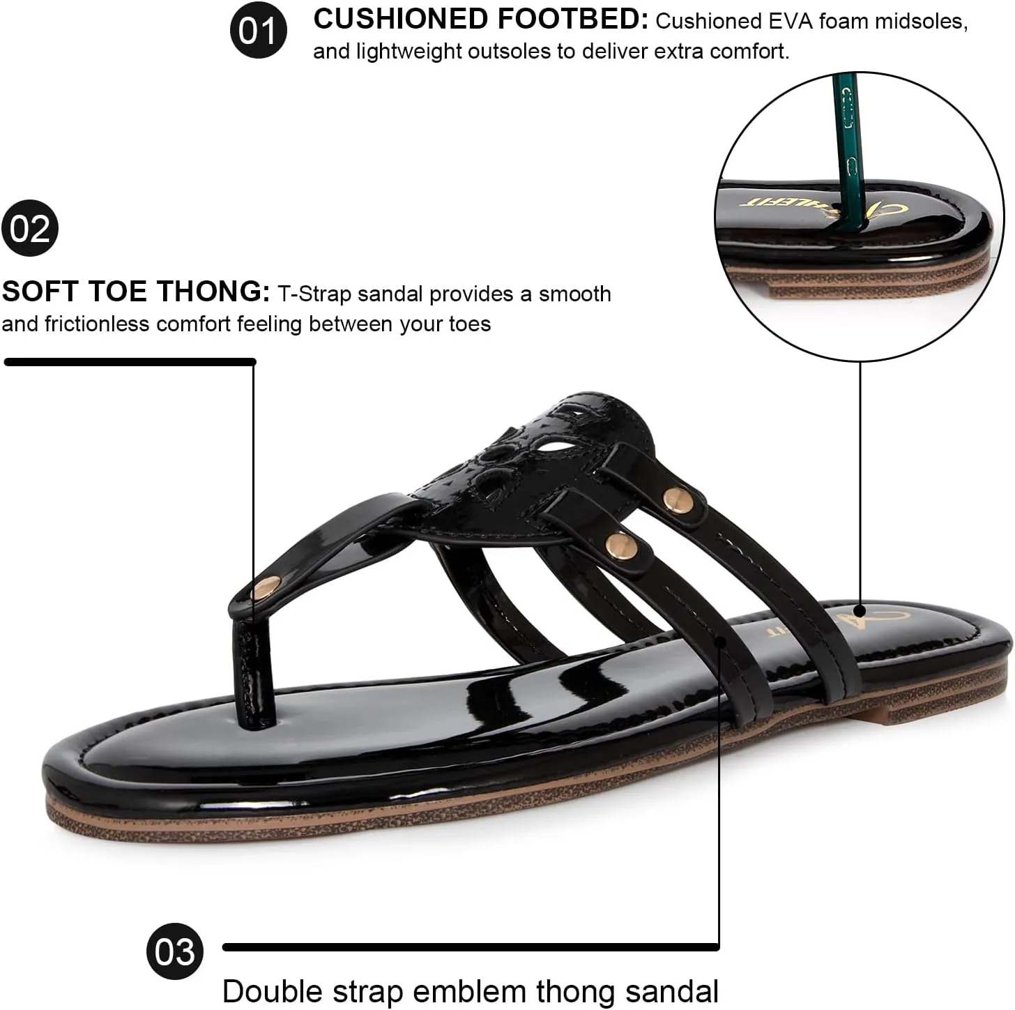 Athlefit Womens Flat Sandals Flip Flops Casual Slip on Comfortable Thong Beach Sandal for Women Dressy