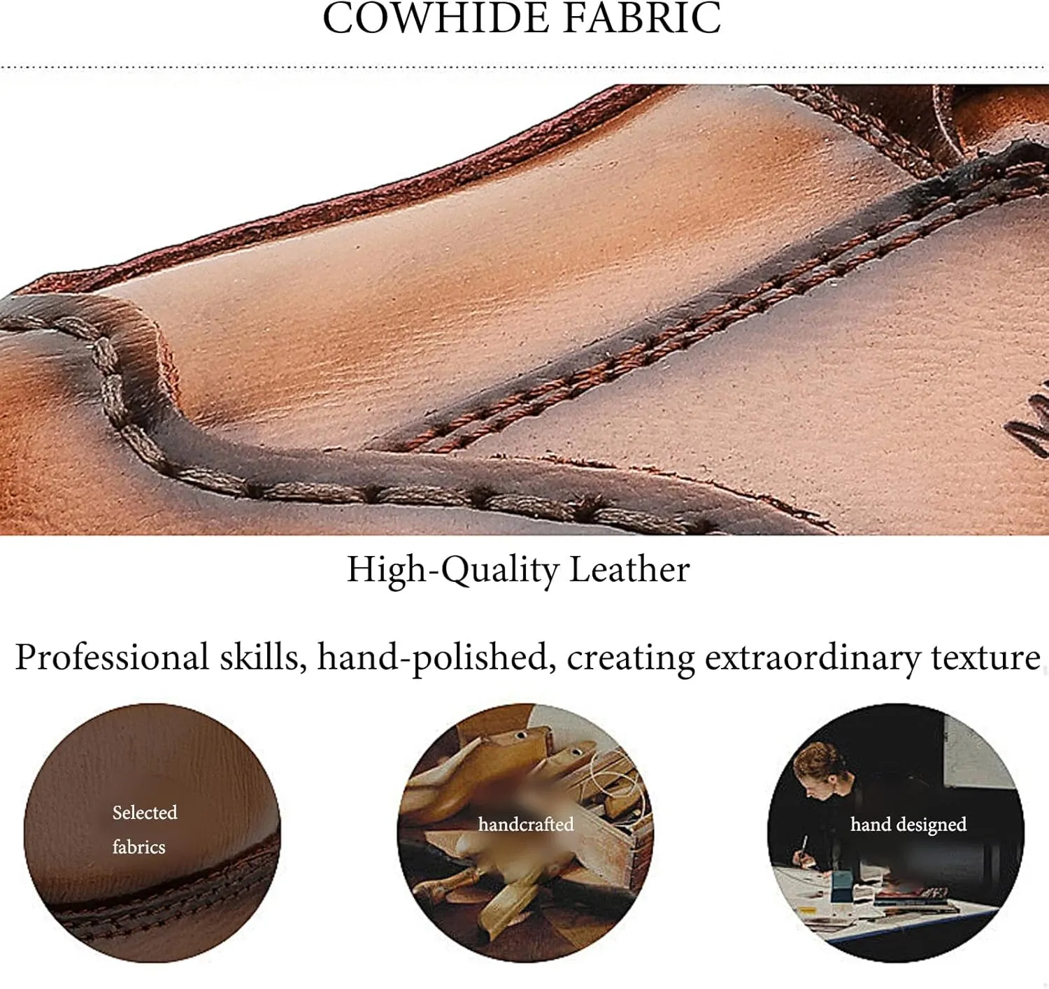 AUNTHUI Men'S Cowhide Hand-Stitched Chukka Loafers,Lace-Up Non-Slip Comfortable Soft Sole Outdoor Hiking Retro Ankle Boots