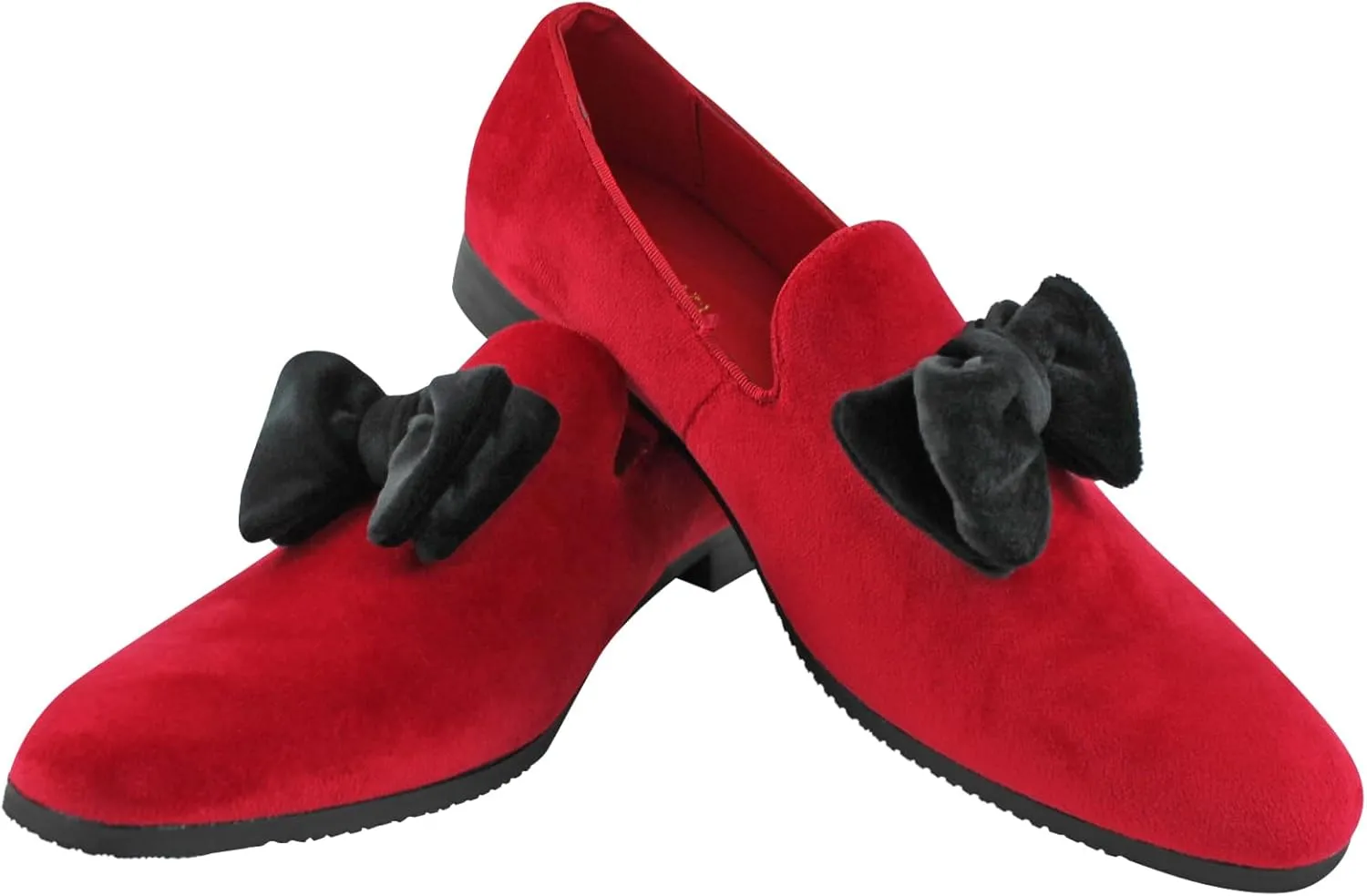 AZAR Tuxedo Slip Men's Dress Shoes Velvet Satin Bow On Top