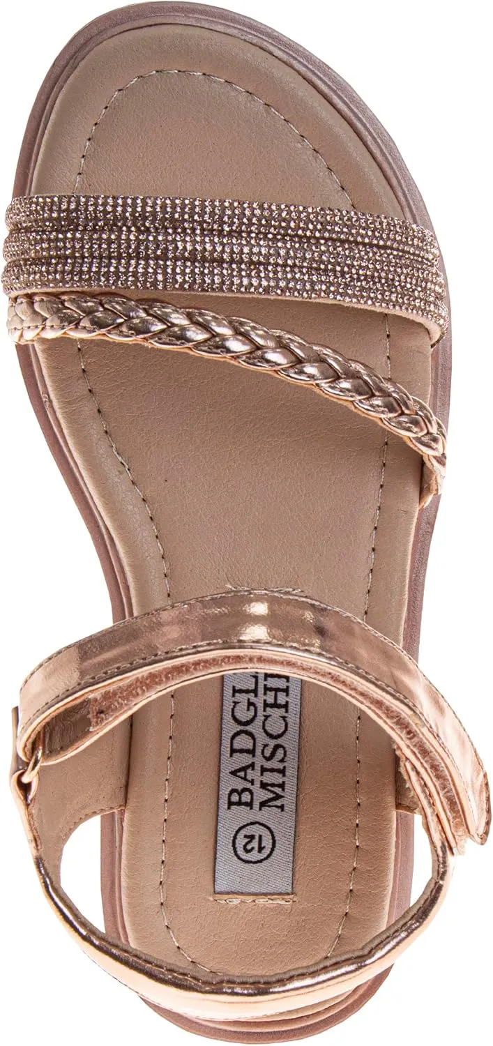 Badgley Mischka Girls Wedge Sandals Espadrilles Summer Dress Platform Sandals Wedding Sandals for Little Kid to Big Kid