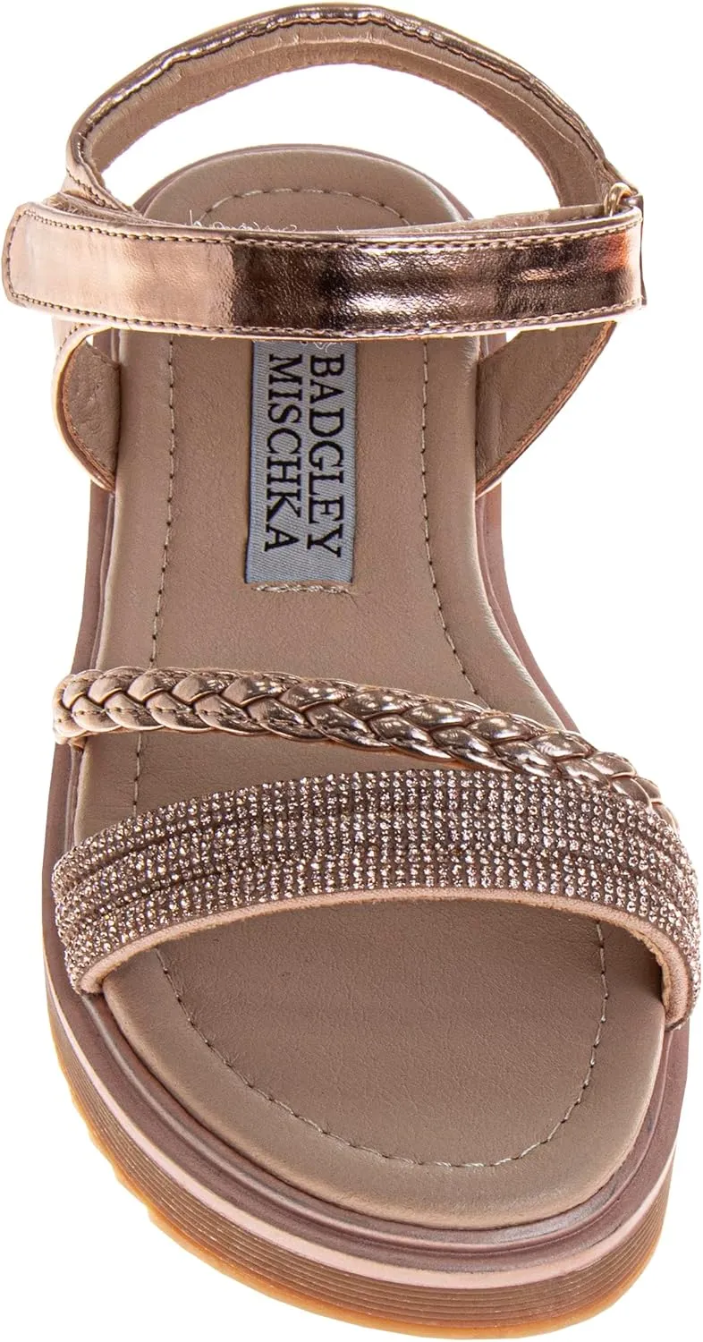 Badgley Mischka Girls Wedge Sandals Espadrilles Summer Dress Platform Sandals Wedding Sandals for Little Kid to Big Kid