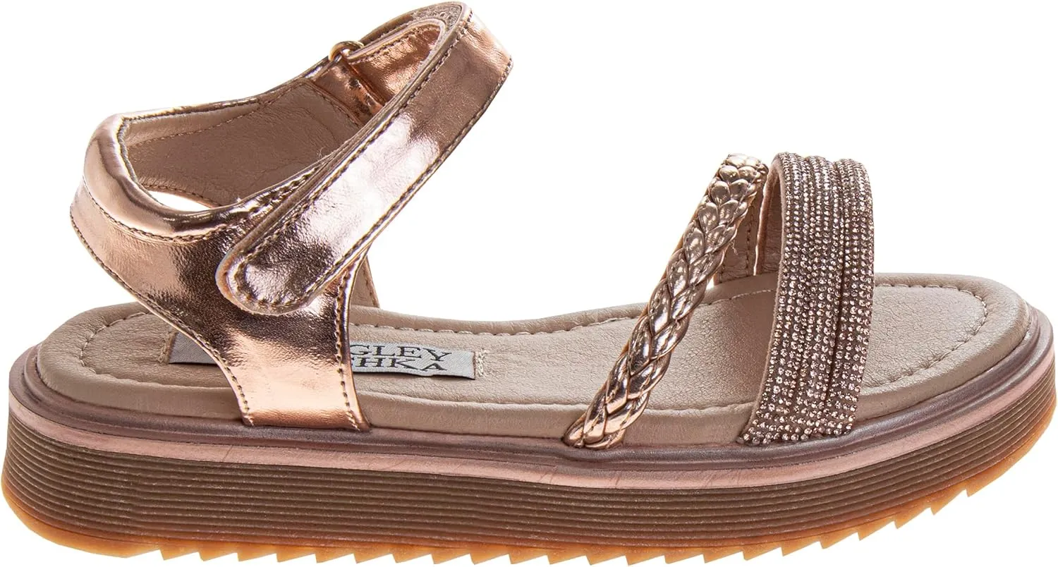 Badgley Mischka Girls Wedge Sandals Espadrilles Summer Dress Platform Sandals Wedding Sandals for Little Kid to Big Kid