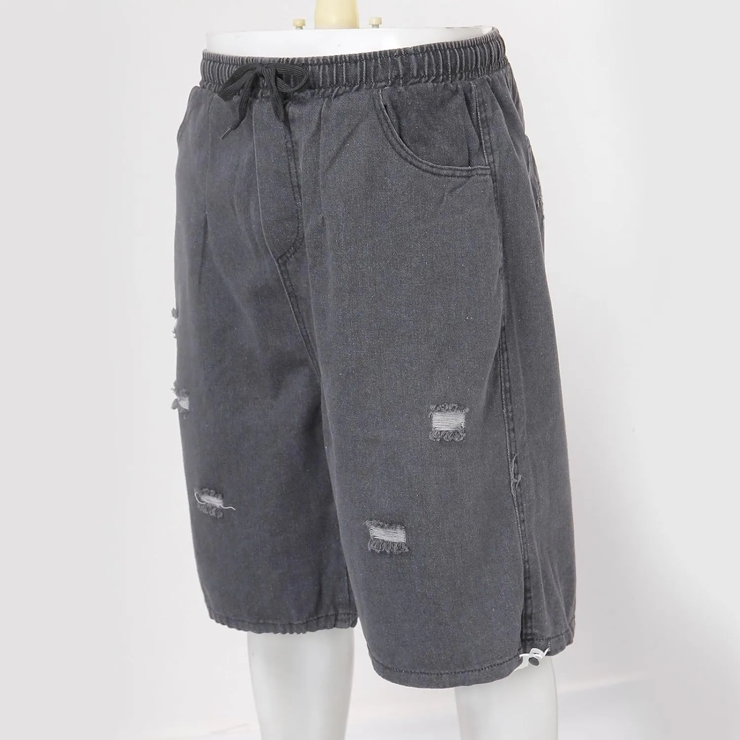Baggy Jean Shorts for Men Casual Loose Fit Hip Hop Skateboard Denim Shorts Streetwear