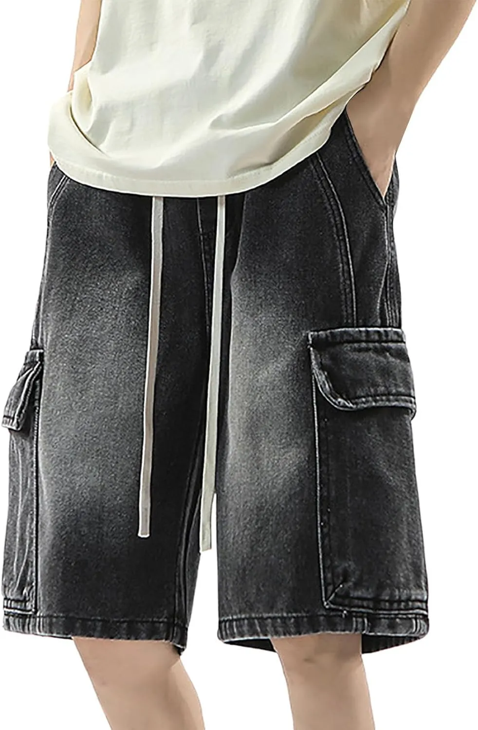 Baggy Jean Shorts for Men Jorts Casual Loose Fit Mid Denim Shorts Skateboard Hip Hop 2025 Trendy Streetwear