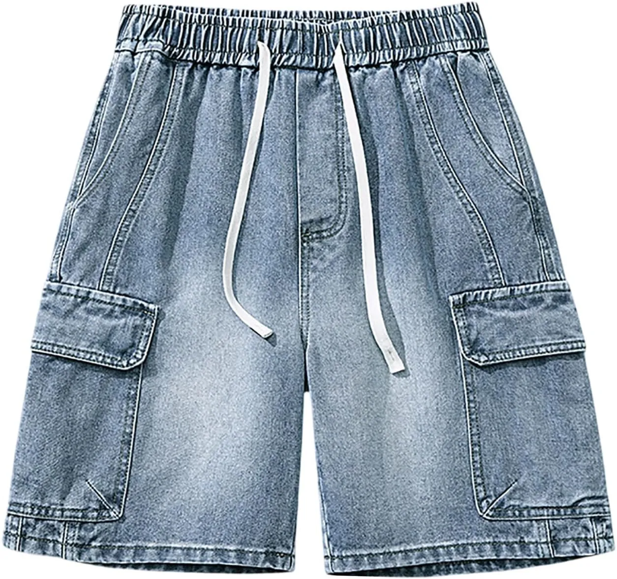 Baggy Jean Shorts for Men Summer Casual Loose Fit Y2K Hip Hop Skateboard Denim Shorts with Pockets