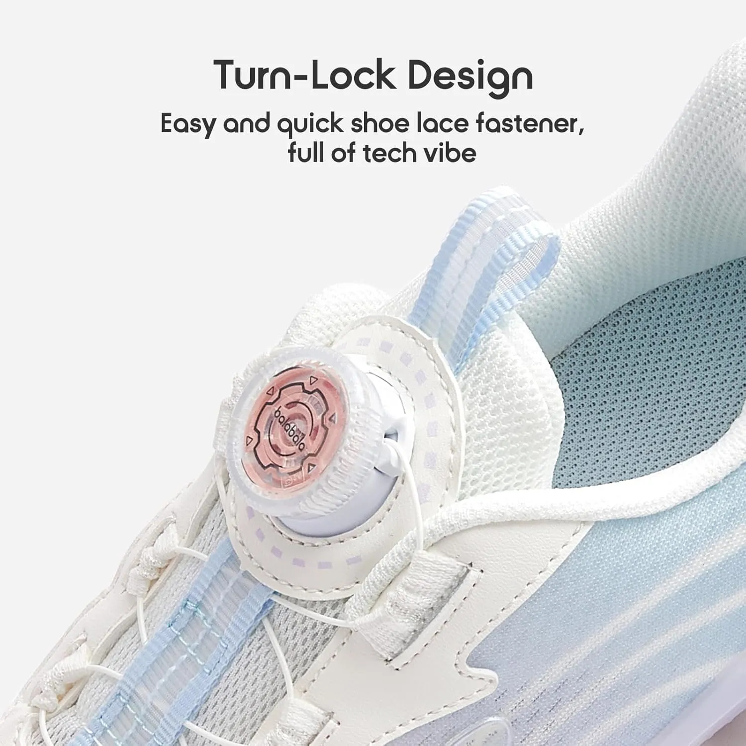 Balabala Kids Turn-Lock Sneakers Girls Boys Cool Running Tennis Shoes Lightweight Breathable Fashion Athletic Sports