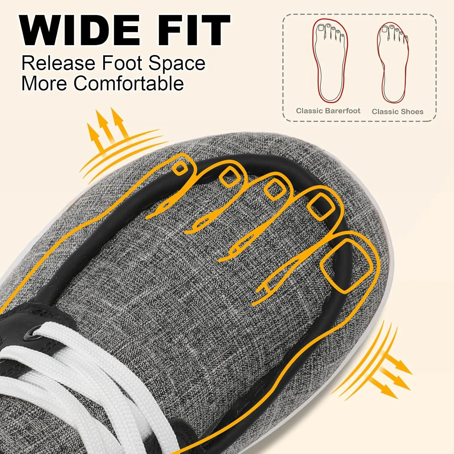 BARERUN Womens Walking Shoes Barefoot Minimalist Trail Running Shoes Wide Toe Zero Drop Tennis Sneakers for Jogging Hiking Athletic Lightweight Cross Training Shoes for Gym Office Driving