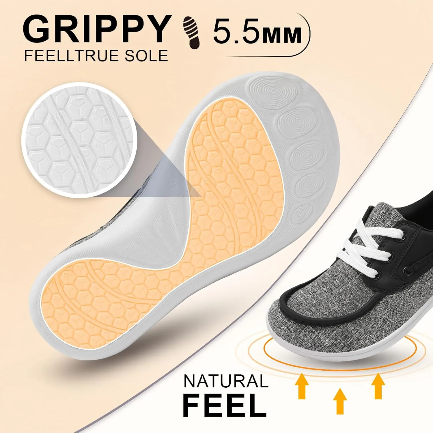 BARERUN Womens Walking Shoes Barefoot Minimalist Trail Running Shoes Wide Toe Zero Drop Tennis Sneakers for Jogging Hiking Athletic Lightweight Cross Training Shoes for Gym Office Driving