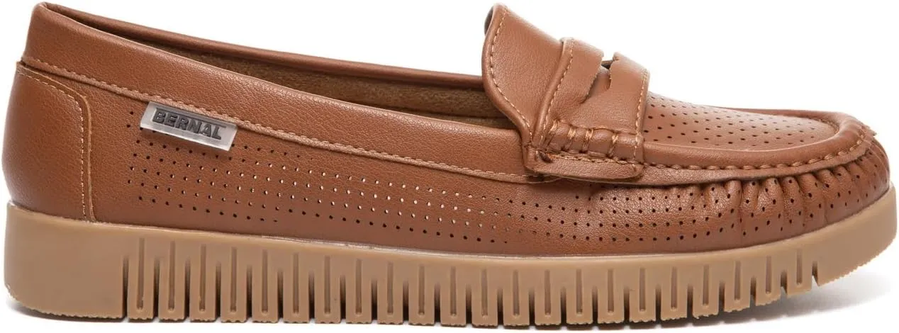 Bernal Loafers for Women Slip On Penny Loafers Hollow Out Breathable Slip On Flat Shoes Work Walking Shoes with Buckle