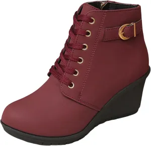 Black Ankle Boots for Women Wedge Boots for Women Fashion Women Square Heels Zipper Short Booties Round Toe Shoes