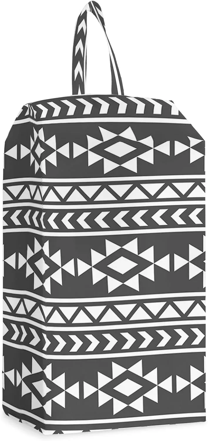 Black Southeastern Shoe Bags,X-Large Travel Golf Shoes Pouch Bags Storage Organizer Accessories with Zipper & Handle for Men, Women, Kids, Traveling, Gym, Sport, Boho Geometric Native American Tribal