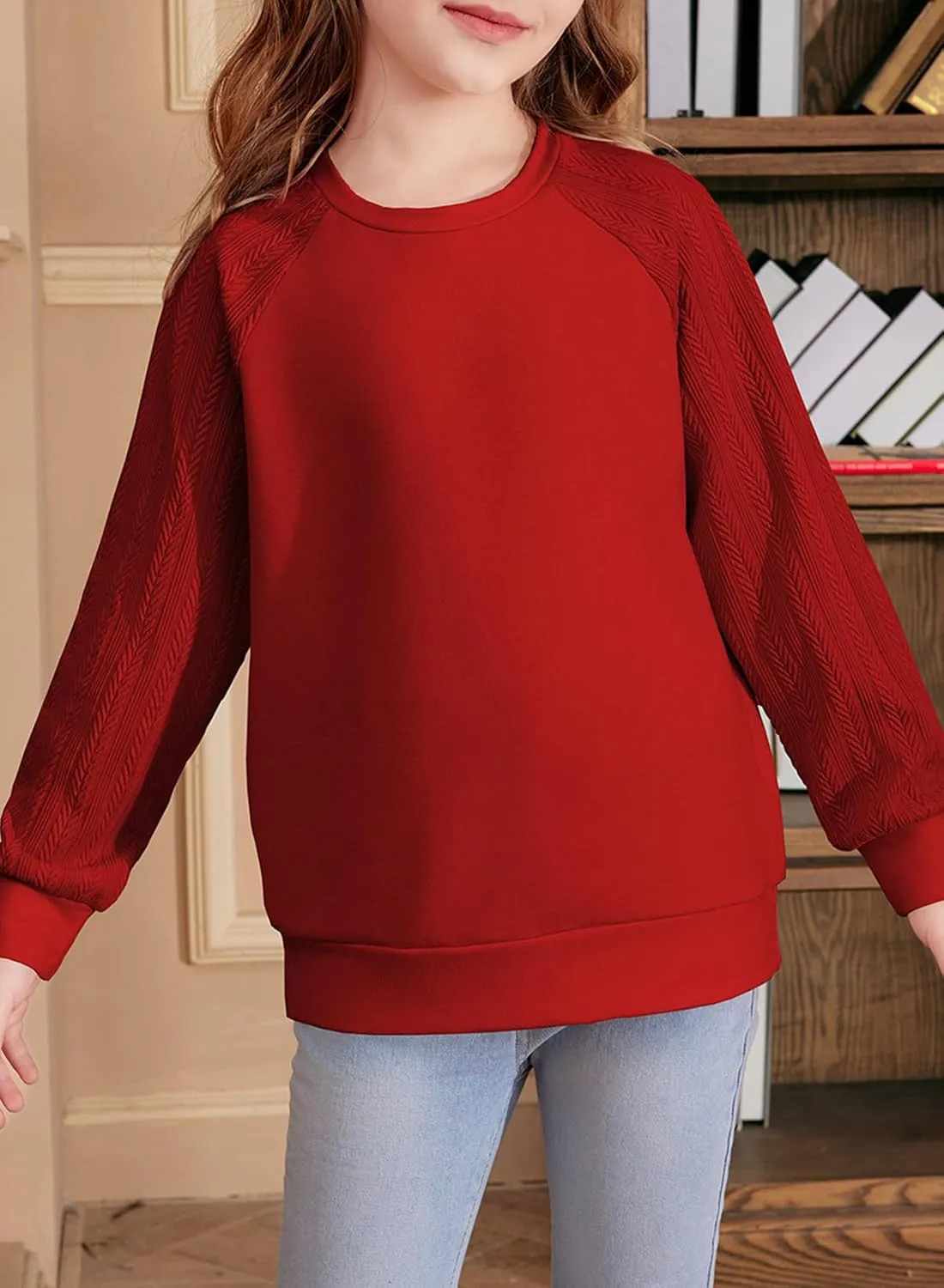 blibean Girls Fall Sweatshirt Tween Crewneck Cable Knit Tops Size 6-15 Years