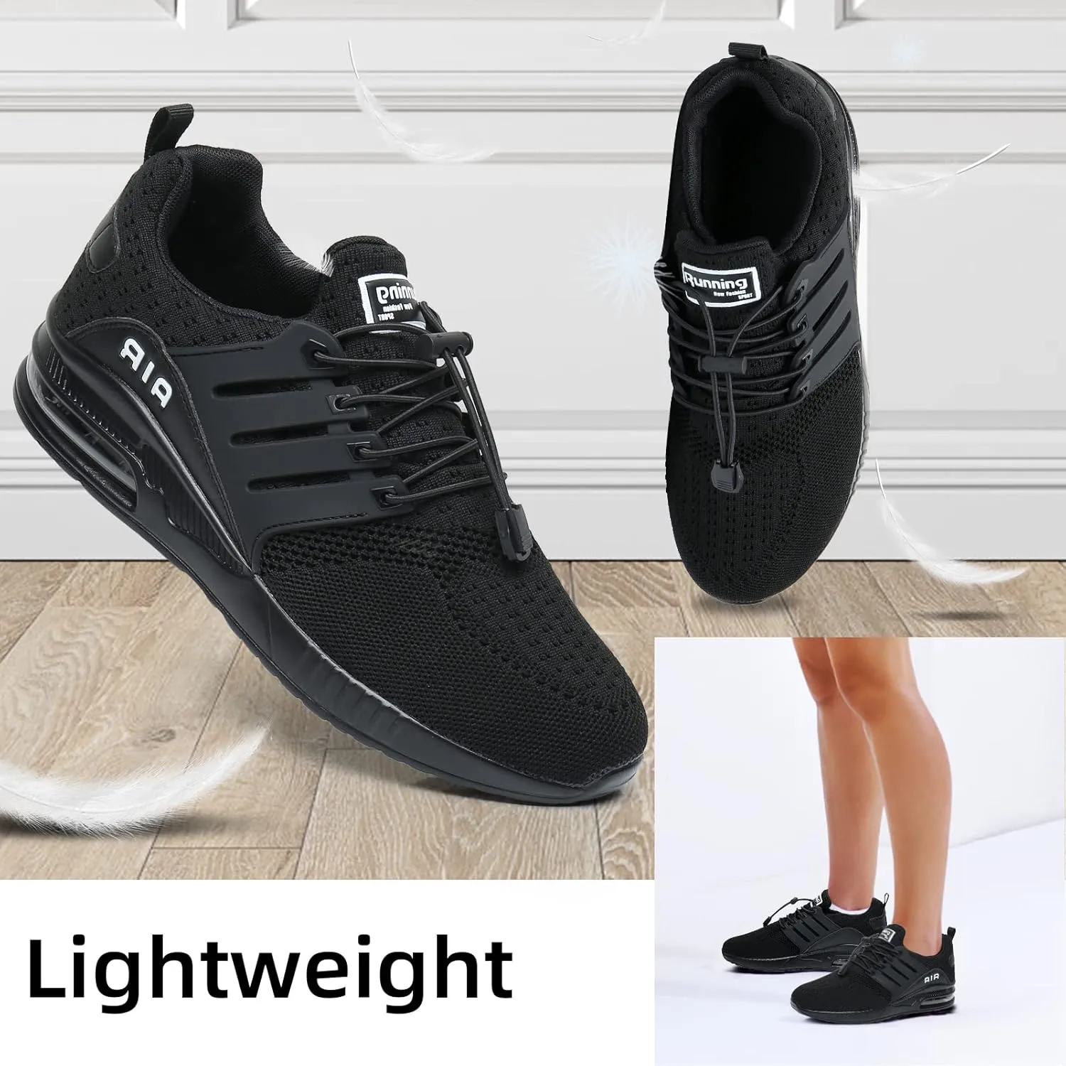 BOGOVER Womens Lightweight Air Running Shoes, Breathable Gym Jogging Running Tennis Sneakers with Air Cushion,No Tie