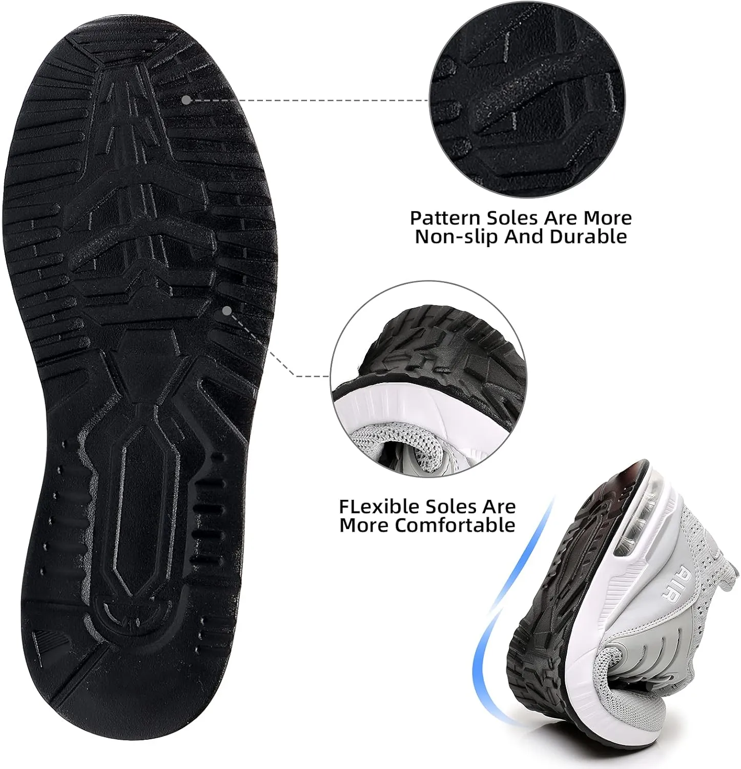 BOGOVER Womens Lightweight Air Running Shoes, Breathable Gym Jogging Running Tennis Sneakers with Air Cushion,No Tie