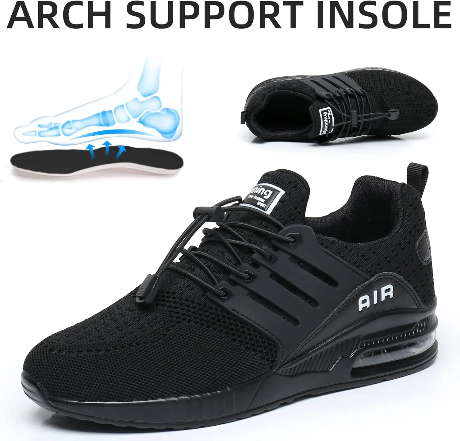 BOGOVER Womens Lightweight Air Running Shoes, Breathable Gym Jogging Running Tennis Sneakers with Air Cushion,No Tie