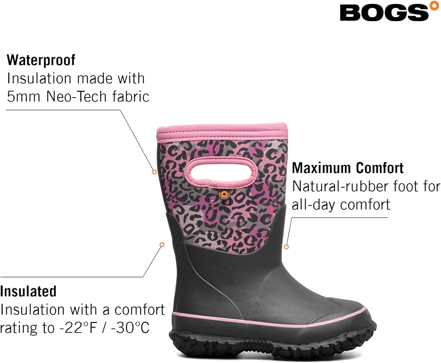 BOGS Grasp Kids Waterproof Insulated All Weather Rain Boots Mud Boots I For Snow, Rain, Winter, Mud and Cold Weather for Toddlers, Girls, Boys, Unisex