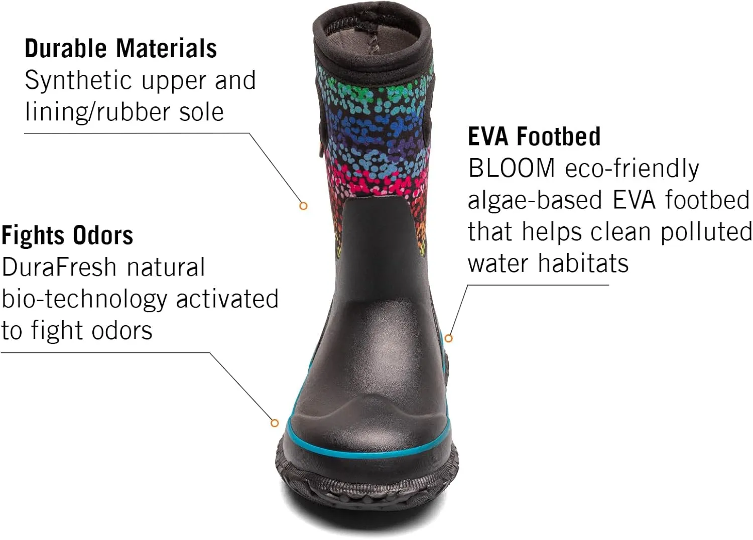 BOGS Grasp Kids Waterproof Insulated All Weather Rain Boots Mud Boots I For Snow, Rain, Winter, Mud and Cold Weather for Toddlers, Girls, Boys, Unisex