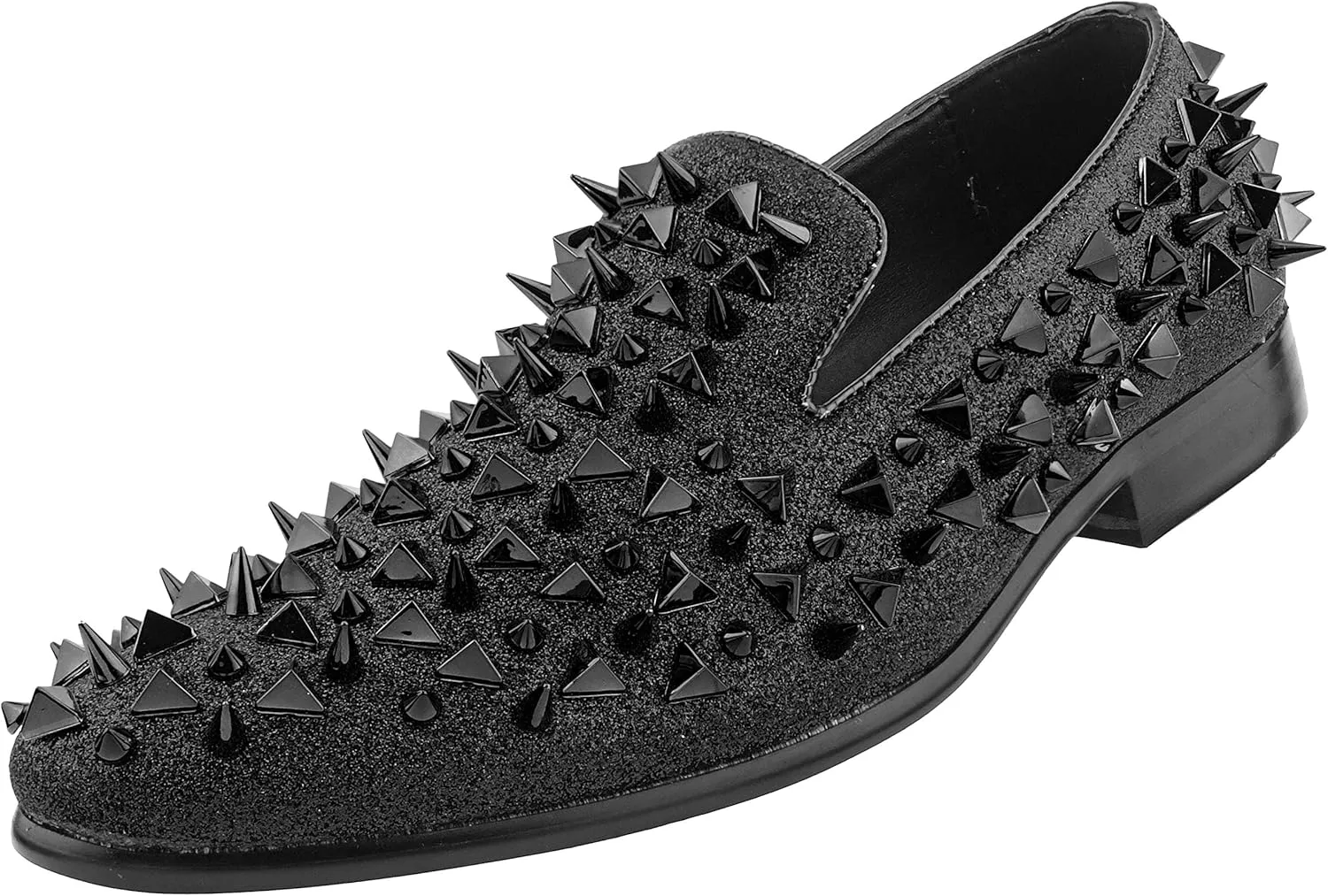 Bolano x Amali Mesa - Men's Designer Shoes, Comfortable Men's Slippers - Fashion Shoes - Shiny and Metallic Smoking Slippers with Matching Spikes