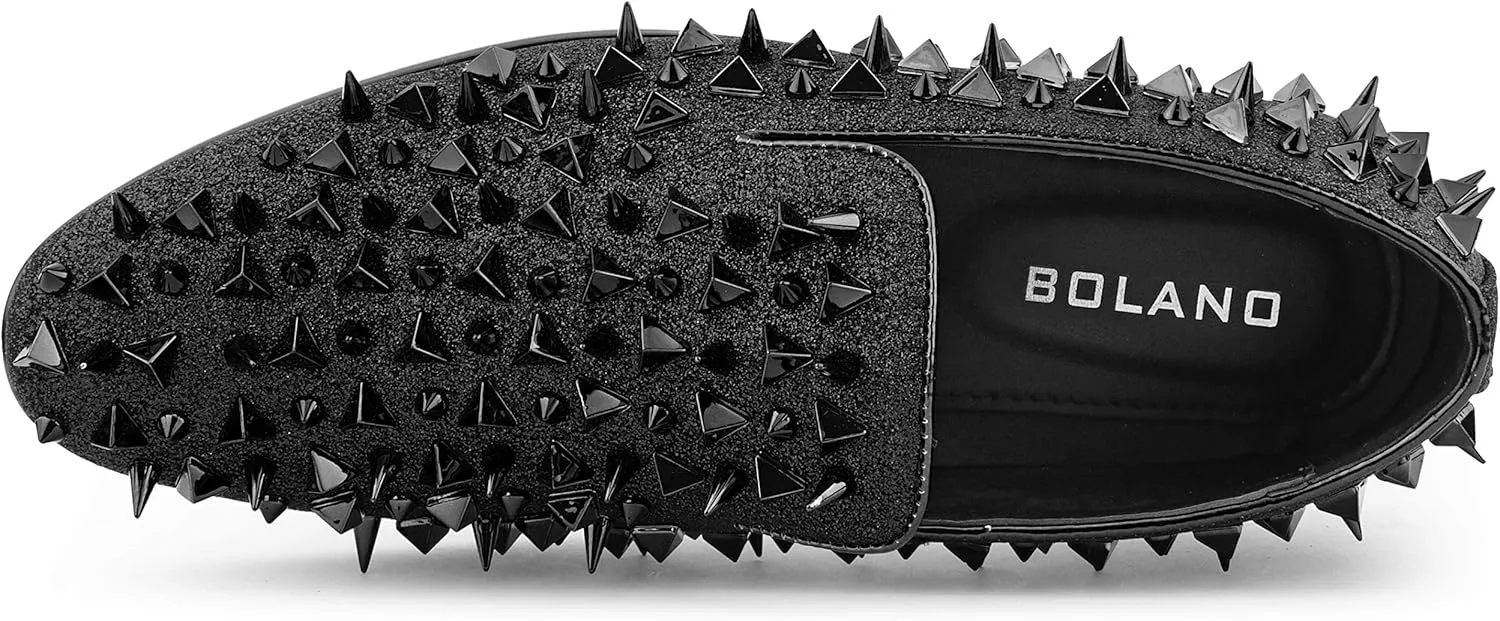 Bolano x Amali Mesa - Men's Designer Shoes, Comfortable Men's Slippers - Fashion Shoes - Shiny and Metallic Smoking Slippers with Matching Spikes