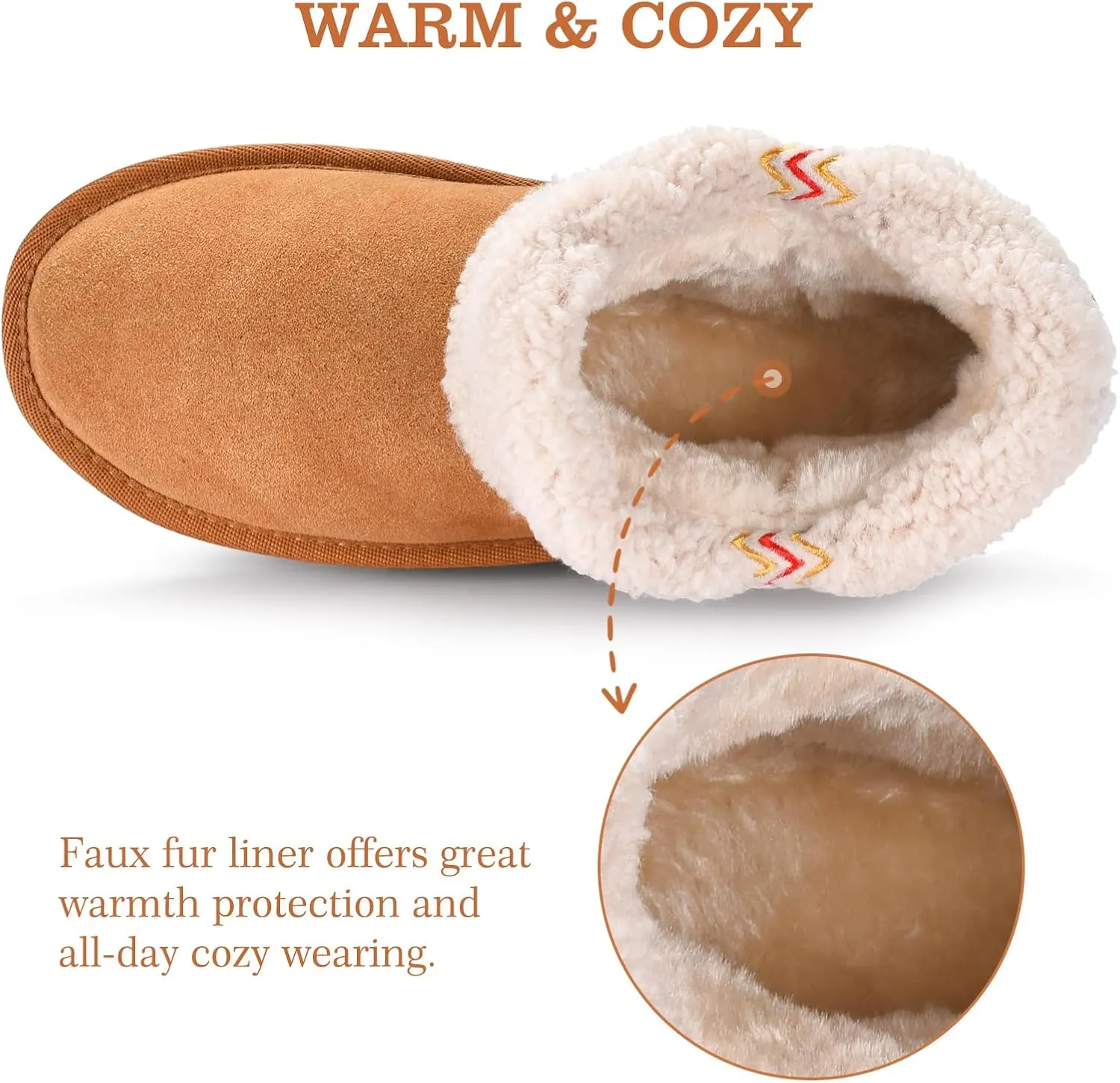 Boots for Women Genuine Suede Ankle Winter Boots Anti Slip Snow Fur Lining Mini Boots Platform Furry Booties