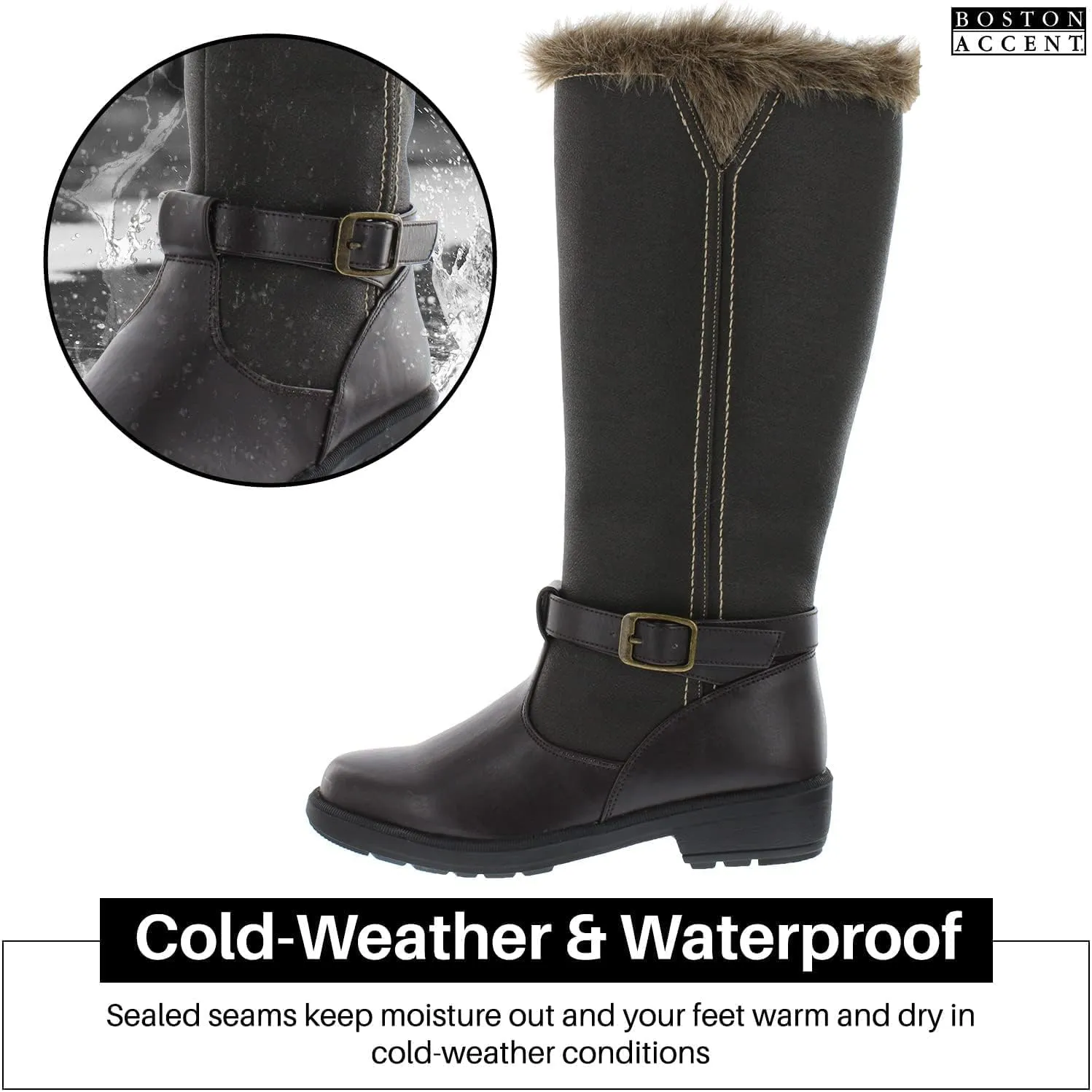 Boston Accent Women's Patty Insulated Waterproof Snow Winter Boots with Zipper