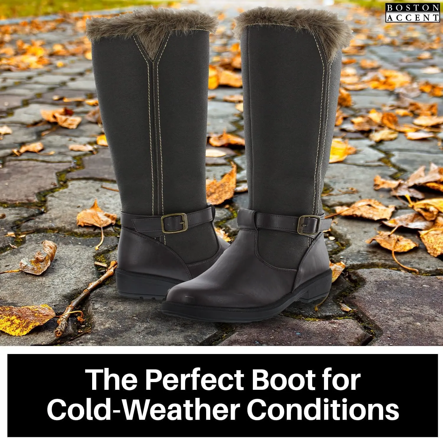 Boston Accent Women's Patty Insulated Waterproof Snow Winter Boots with Zipper