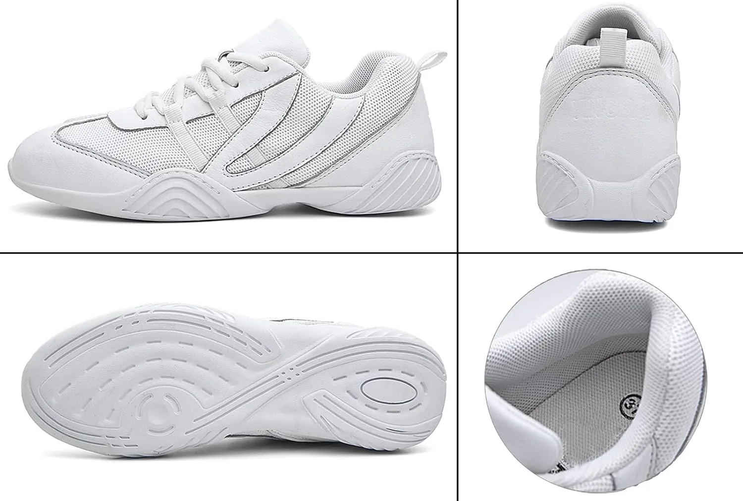 Boys Girls White Cheer Shoes Cheerleading Competition Athletic Walking Tennis Sport Hook&Loop Dance Sneakers Shoe