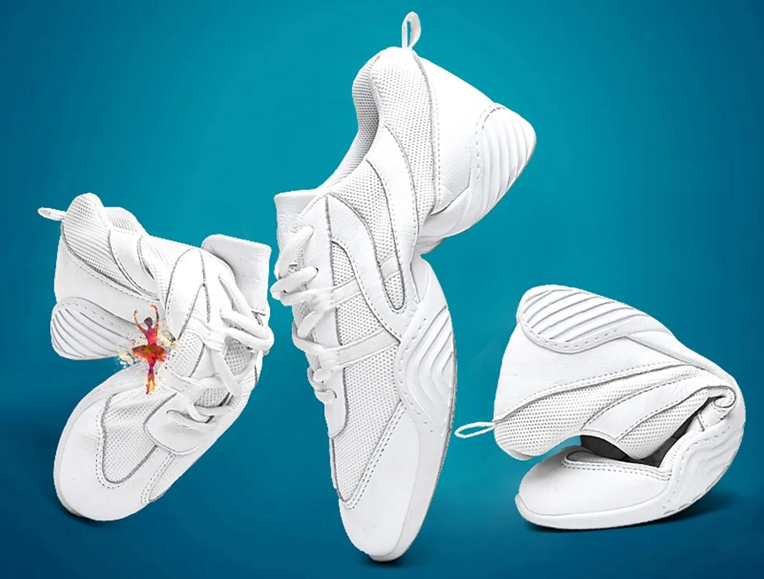 Boys Girls White Cheer Shoes Cheerleading Competition Athletic Walking Tennis Sport Hook&Loop Dance Sneakers Shoe