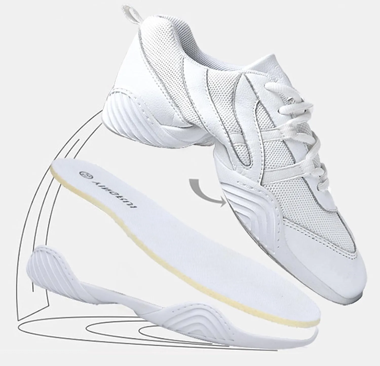 Boys Girls White Cheer Shoes Cheerleading Competition Athletic Walking Tennis Sport Hook&Loop Dance Sneakers Shoe