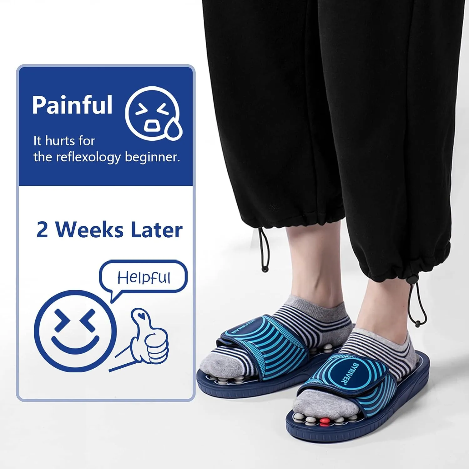 BYRIVER Acupressure Foot Massage Slippers Shoes Sandals, Reflexology Massager Tools, Relieve Back Tension Pressure Arthritis Pain, Present Gifts for Dad Mom(05L)