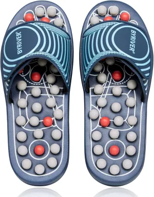BYRIVER Acupressure Foot Massage Slippers Shoes Sandals, Reflexology Massager Tools, Relieve Back Tension Pressure Arthritis Pain, Present Gifts for Dad Mom(05L)