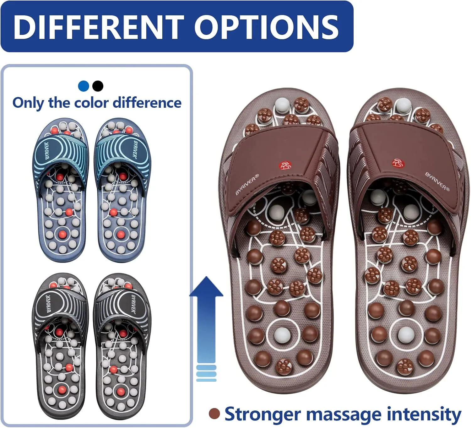 BYRIVER Acupressure Foot Massage Slippers Shoes Sandals, Reflexology Massager Tools, Relieve Back Tension Pressure Arthritis Pain, Present Gifts for Dad Mom(05L)