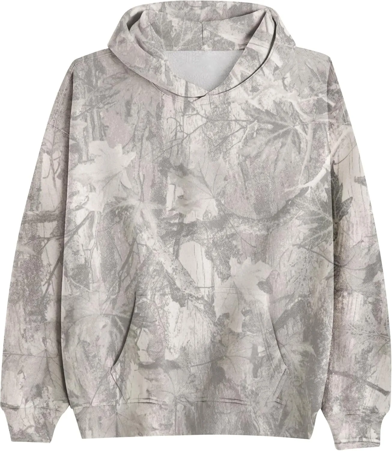 Camo Hoodie for Men Women Oversized Fleece Maple Leaf Hooded Sweatshirt Graphic Print Pullover Hoodies with Pocket