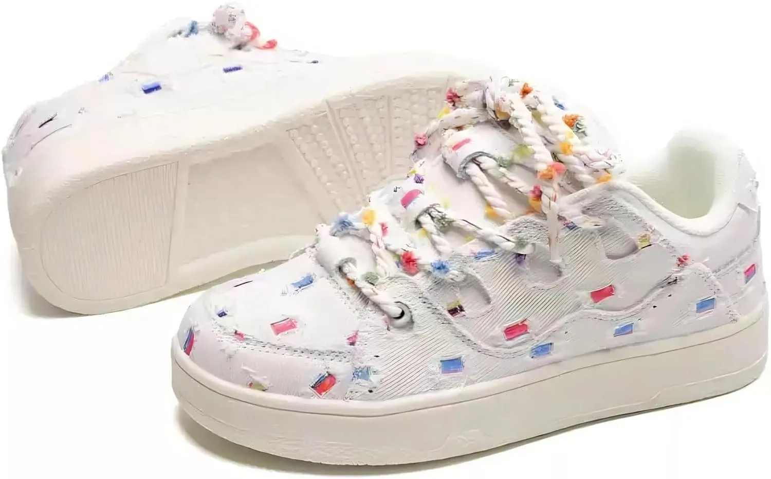 Canvas Rainbow Platform Shoes Fashion Chunky Sneakers for Women Off White Trendy Casual Aesthetic Skateboard Shoes