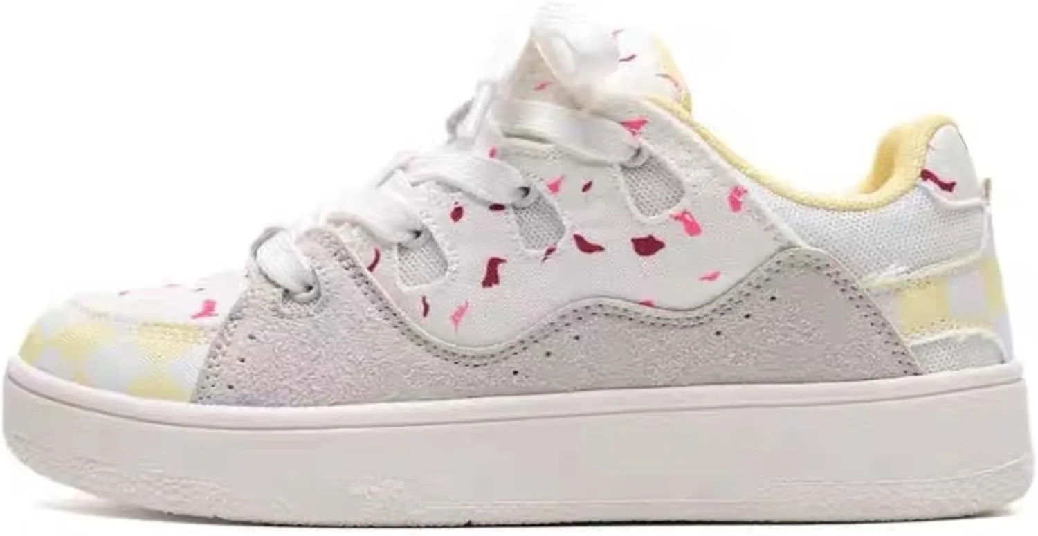 Canvas Rainbow Platform Shoes Fashion Chunky Sneakers for Women Off White Trendy Casual Aesthetic Skateboard Shoes