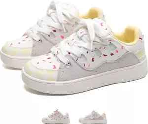 Canvas Rainbow Platform Shoes Fashion Chunky Sneakers for Women Off White Trendy Casual Aesthetic Skateboard Shoes