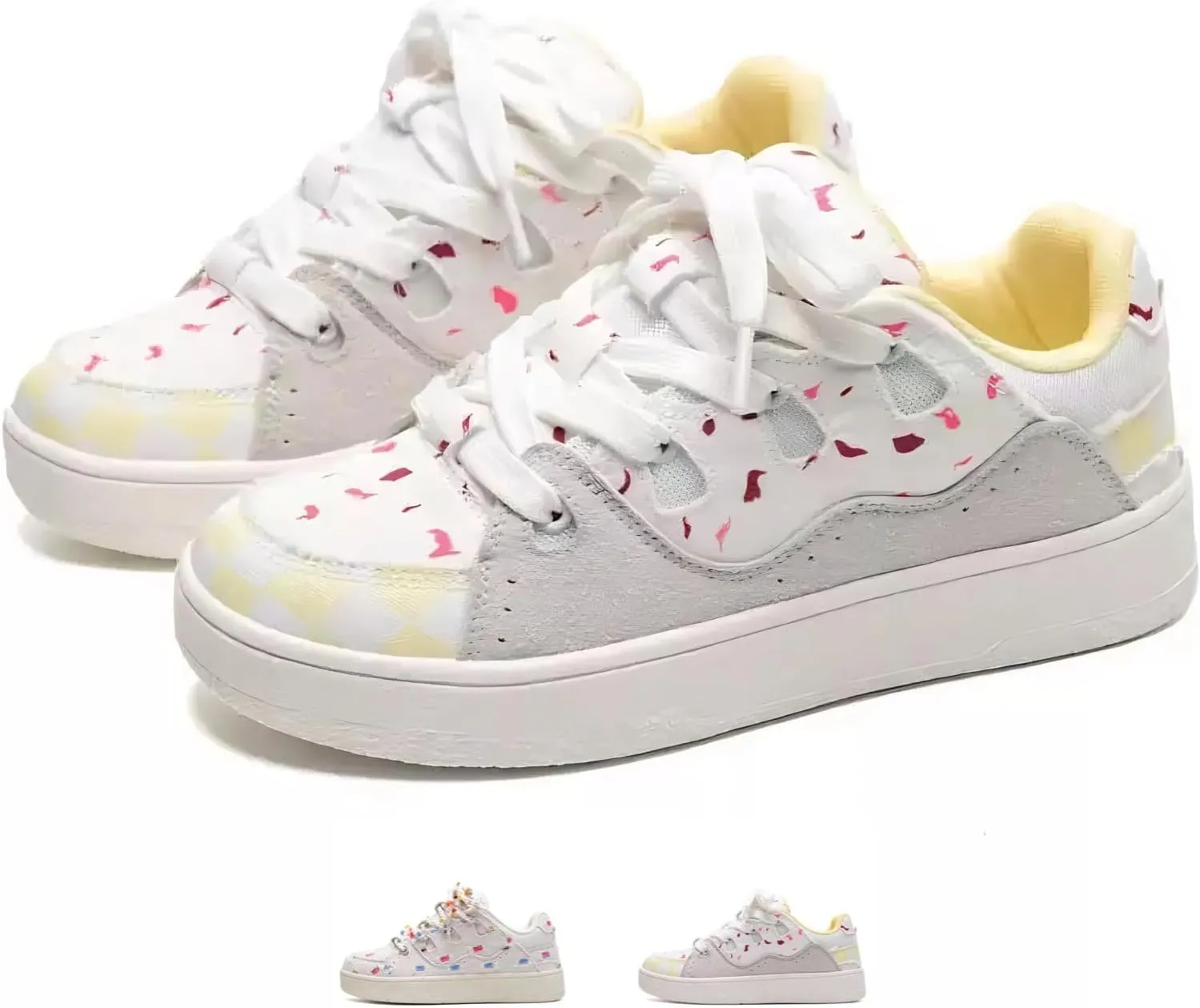 Canvas Rainbow Platform Shoes Fashion Chunky Sneakers for Women Off White Trendy Casual Aesthetic Skateboard Shoes
