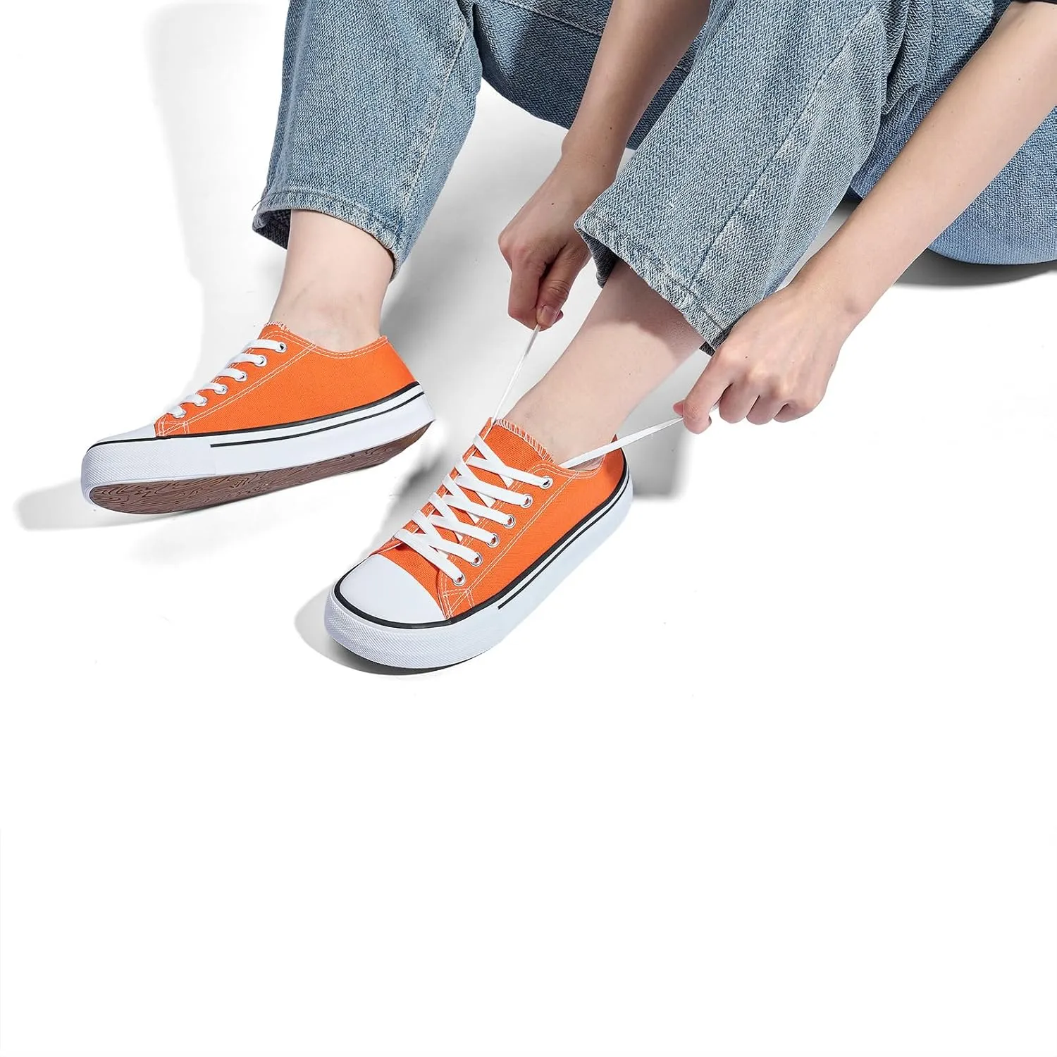 Canvas Shoes for Women Classic Fashion Sneakers Lace Up Low Top Canvas Casual Sneakers Lightweight Breathable Comfort Wide Toe Shoes