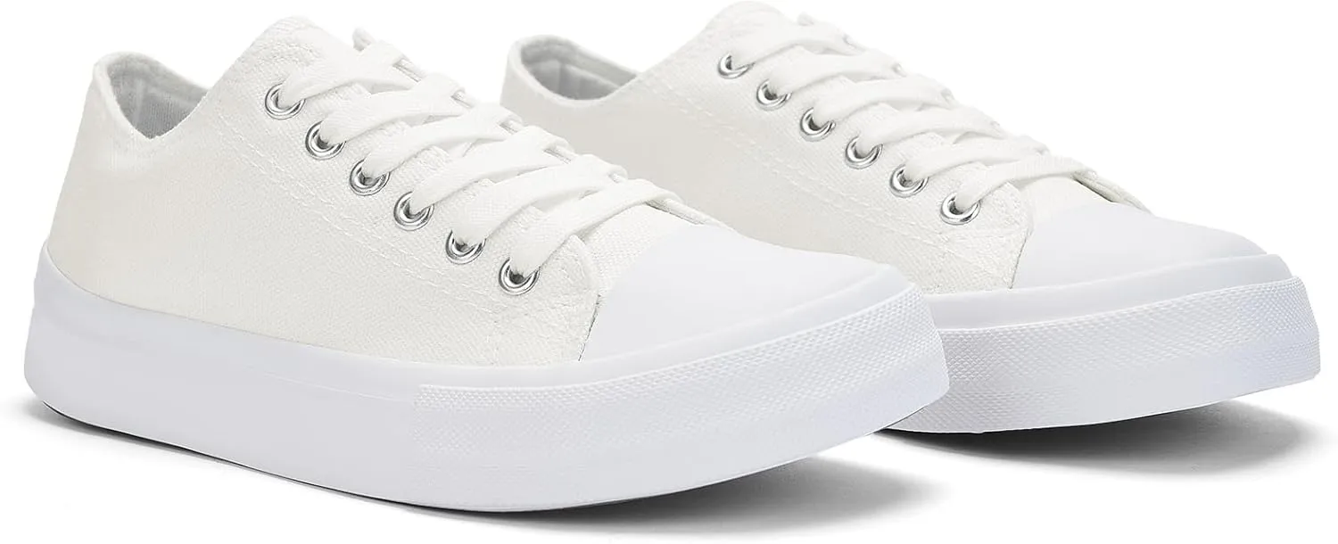 Canvas Shoes for Women Classic Fashion Sneakers Lace Up Low Top Canvas Casual Sneakers Lightweight Breathable Comfort Wide Toe Shoes