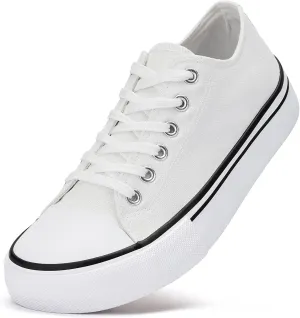 Canvas Shoes for Women Classic Fashion Sneakers Lace Up Low Top Canvas Casual Sneakers Lightweight Breathable Comfort Wide Toe Shoes
