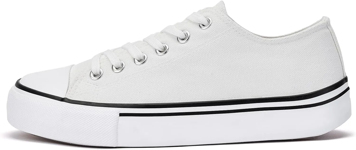 Canvas Shoes for Women Classic Fashion Sneakers Lace Up Low Top Canvas Casual Sneakers Lightweight Breathable Comfort Wide Toe Shoes