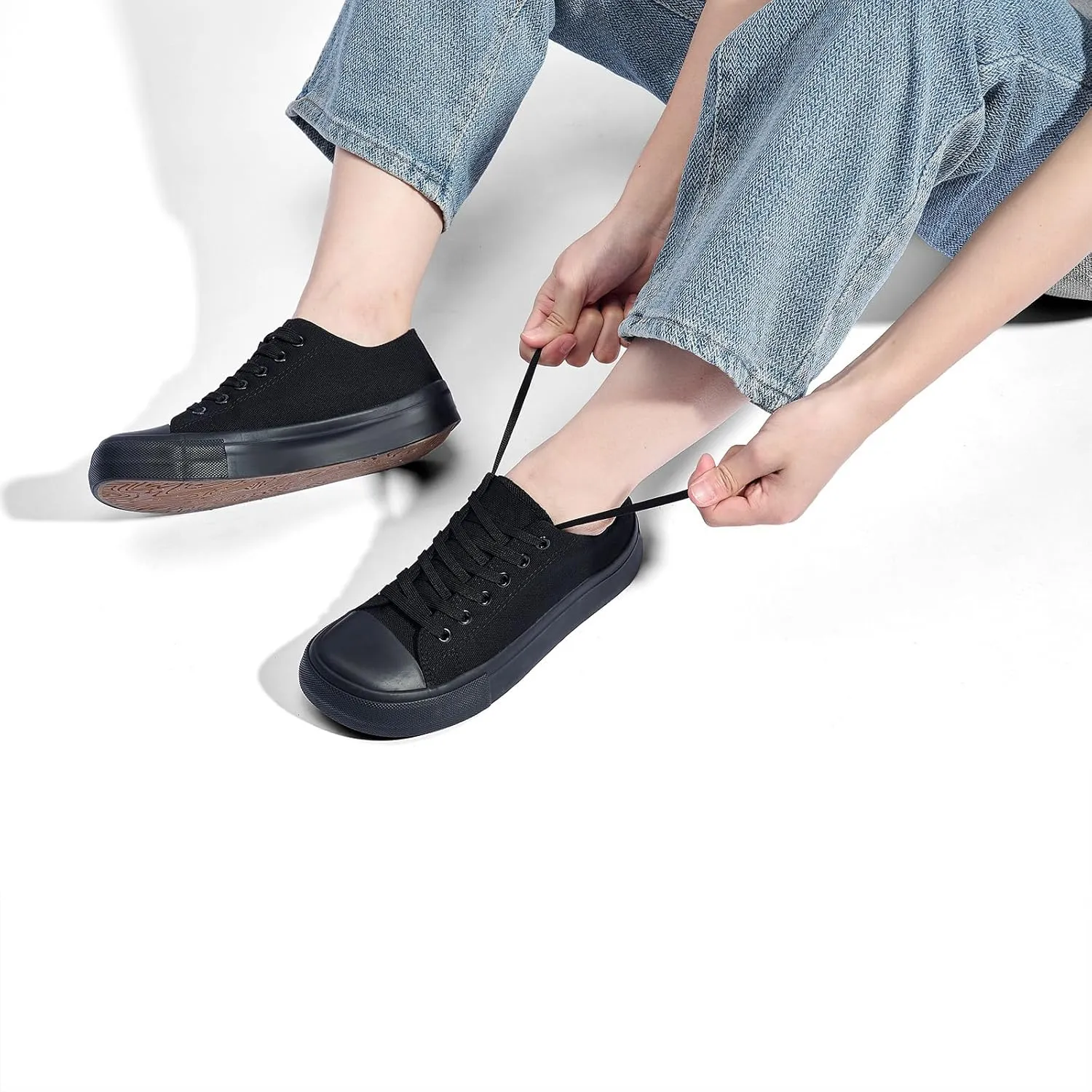 Canvas Shoes for Women Classic Fashion Sneakers Lace Up Low Top Canvas Casual Sneakers Lightweight Breathable Comfort Wide Toe Shoes