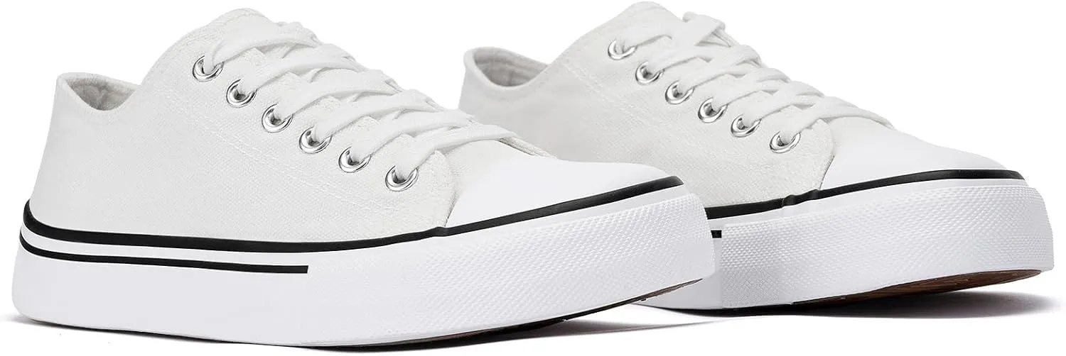 Canvas Shoes for Women Classic Fashion Sneakers Lace Up Low Top Canvas Casual Sneakers Lightweight Breathable Comfort Wide Toe Shoes